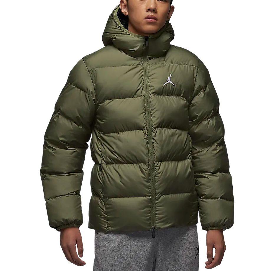 New Jordan Brooklyn Puffer Jacket Men's Medium Olive Green/Black FV7318-222
