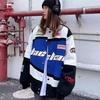 Vintage Racing Jakke Dame Oversized Koreansk Streetwear Motorcykel Hip Hop Jakker Kvinde Farvematch Baseball Jakke