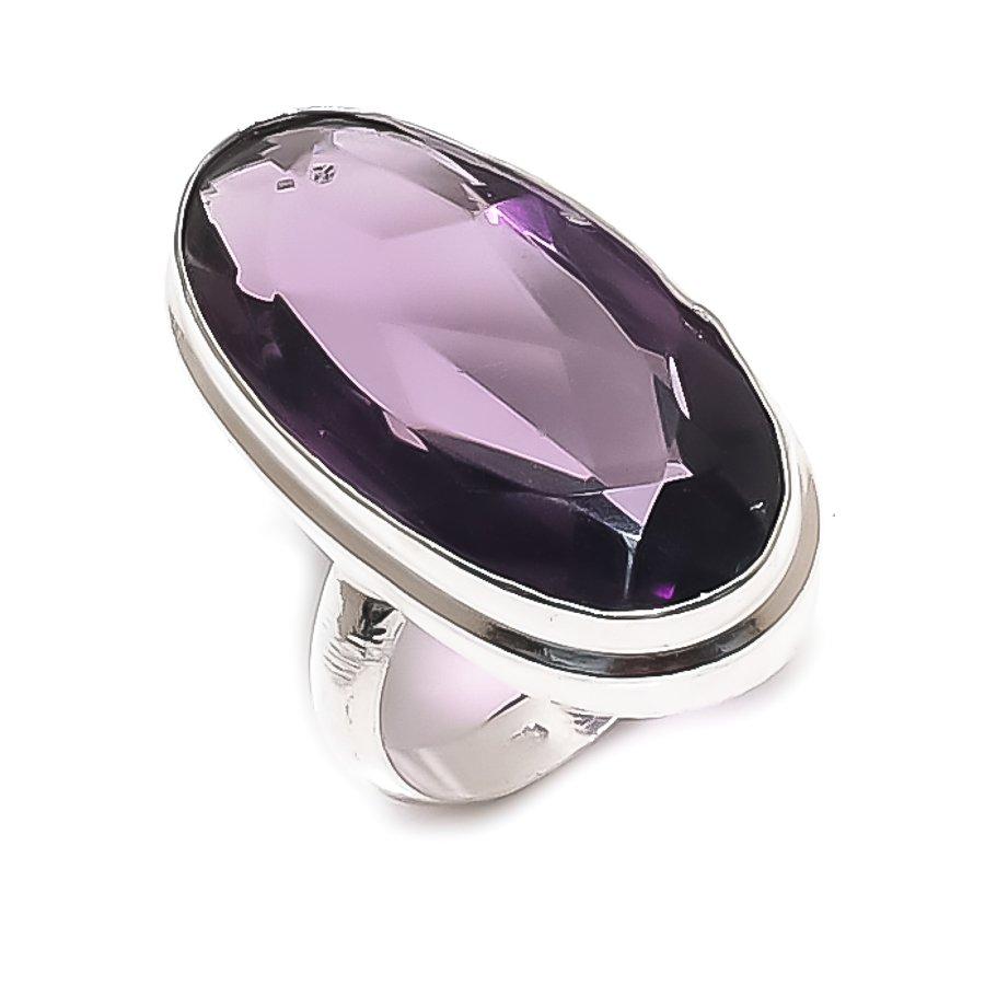 Amethyst Gemstone Handmade 925 Sterling Silver Jewelry Ring Size 7 B5p22
