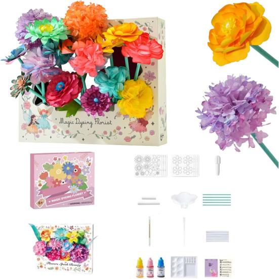 2 Stück Magische Blütenblatt Blume Set DIY Gefärbte Papierblume Bouquet Basteln