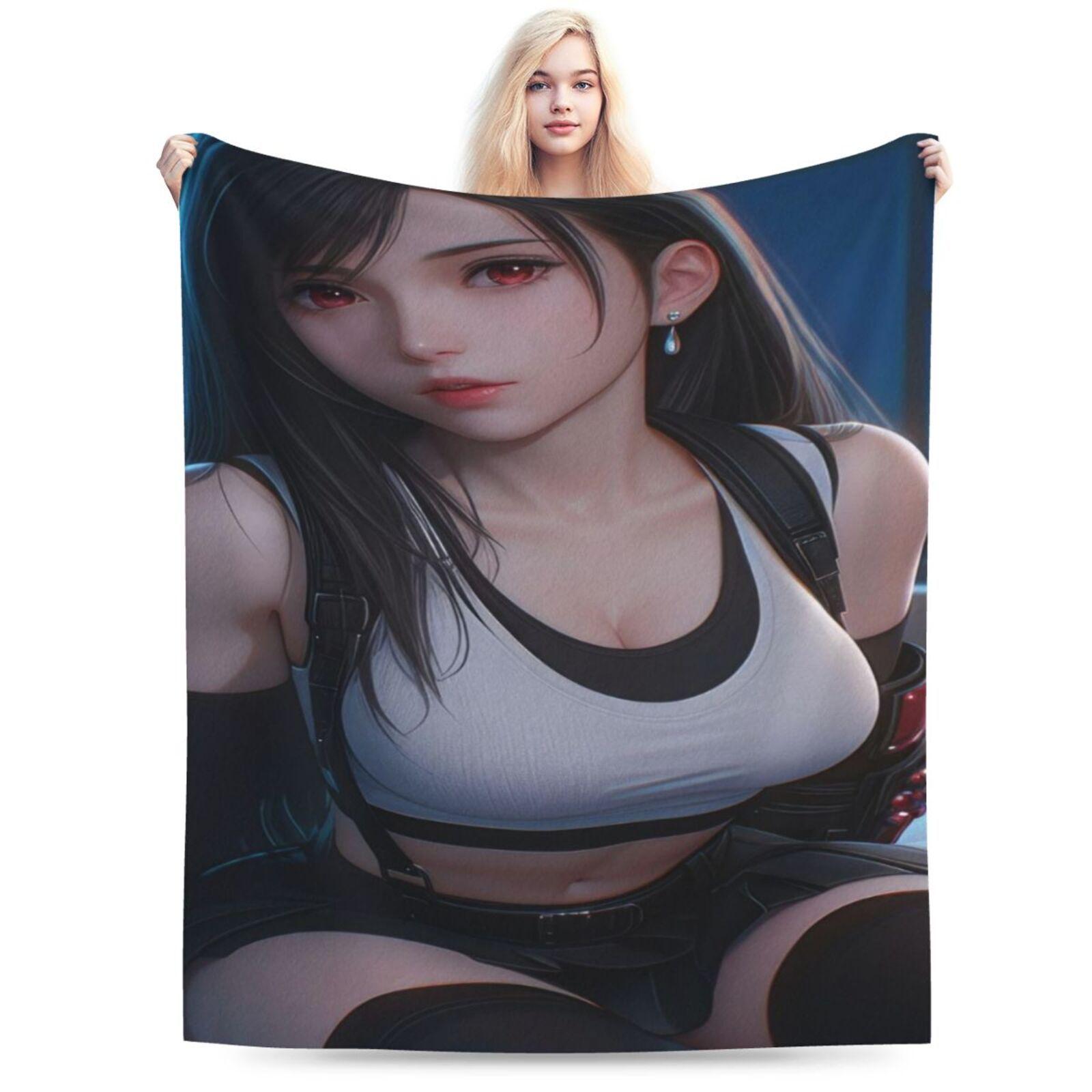 

Anime character Tifa the girl Flannel printed blanket suitable for all seasons suitable for living room office sofa and travel 75x100cm