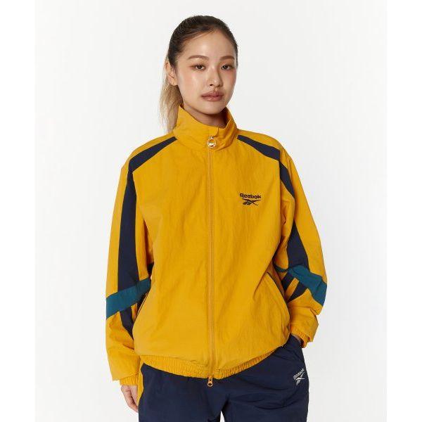 Reebok Legend Warm Up Outdoor Casual Sports Zip Collar Windbreaker Unisex Outerwear Yellow Dark-Blue REJU4EJ13Y3