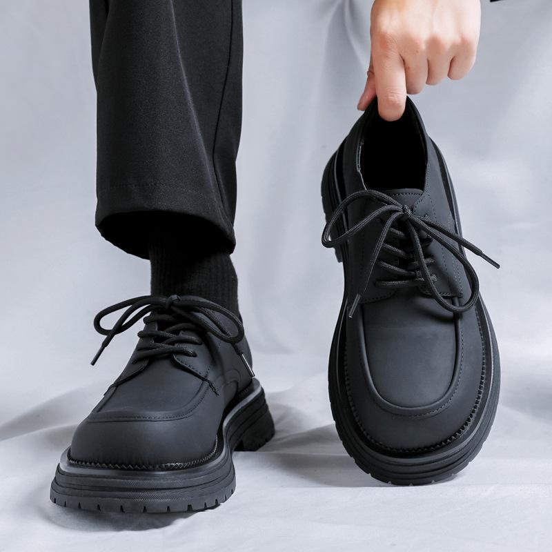 

Новые дизайнерские кожаные туфли sense nothing для мужчин весна-осень 2024 года, универсальные корейские туфли на шнуровке в британском стиле 44316-A 38 чёрный