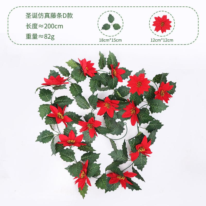 Christmas Rattan European And American Home Decoration Arrangement Artificial Fake Leaves Simulation Christmas Decoration Rattan
