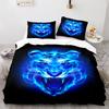 Purple Fire Tiger Duvet Cover Set 3D Print Wild Animals Queen King Size Bedding Set For Kid Boy Teen Comforter Cover With Zipper