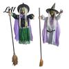 Sound Activated Party Prop 200cm Halloween Flying Witch with Scary Sounds & Glowing Eyes Spooky for Garden Creepy Yard Lawn Haunted House Decoration