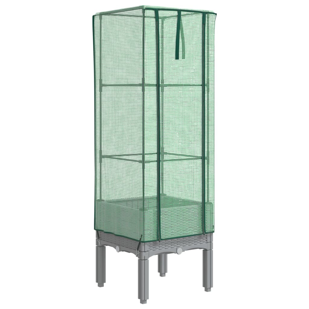 Vidaxl Raised Planter with Greenhouse, Rattan Look, 40X40X140 Cm