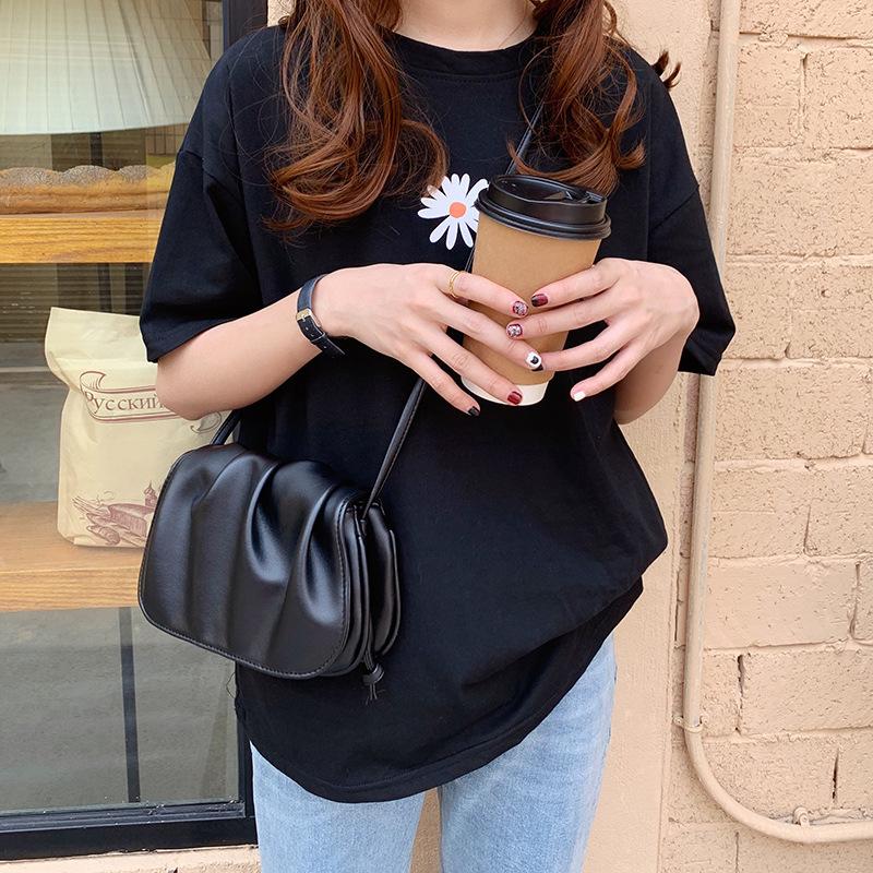 Saddle Bag Female Cloud Bag White Bag Hand-held Messenger Korean Version Chic Simple Fairy Fold 2025 New Trendy