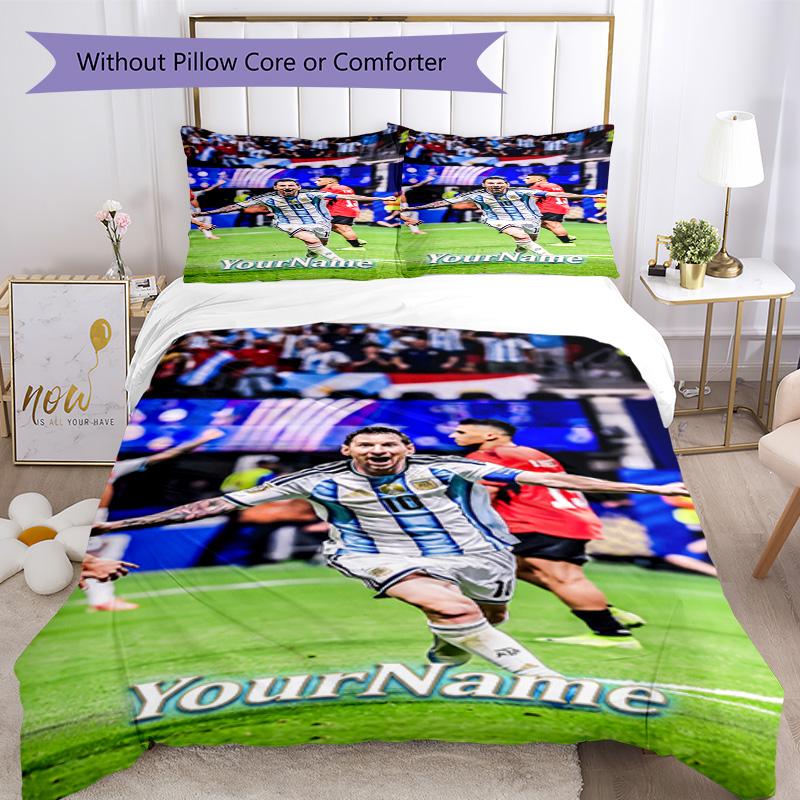 Messi 87 Customize your name Bedding Set Breathable Duvet Cover with Pillowcases Home Decoration Birthday Gift