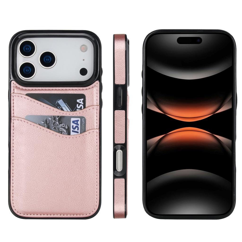 For iPhone 17 Pro Max Case Card Slot Slim-Fit PU + TPU Mobile Cover