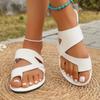 Large size set of toes with flat bottom cool slippers round head outer wear color matching beach women's shoes