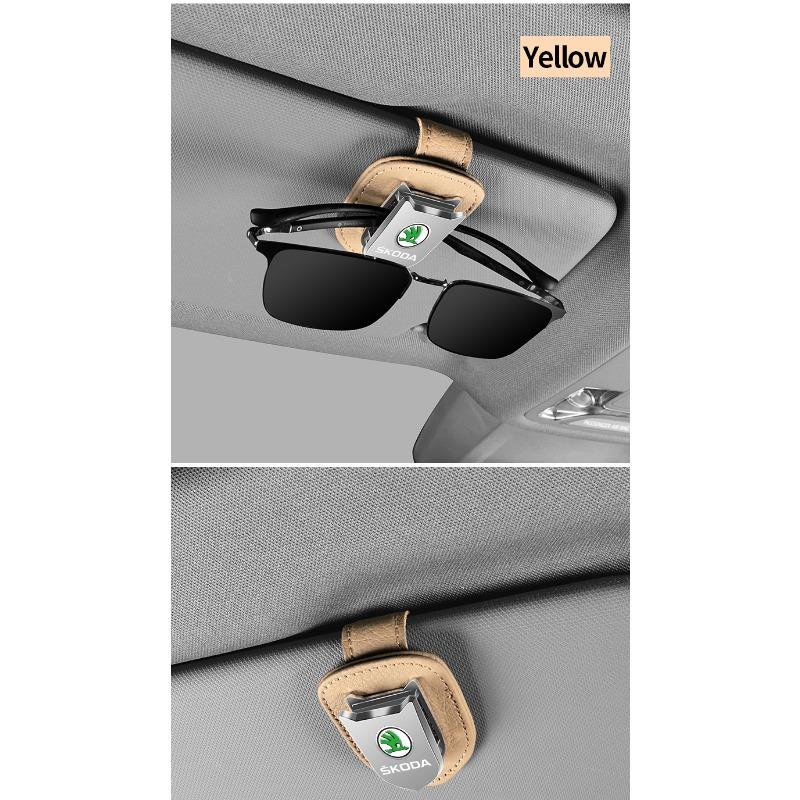 Auto Sun Visor Glasses Box Sunglasses Clip Card Ticket Holder Stand For Skoda Octavia Superb Rapid Kodiaq Karoq Fabia Kamiq Roomster Citigo