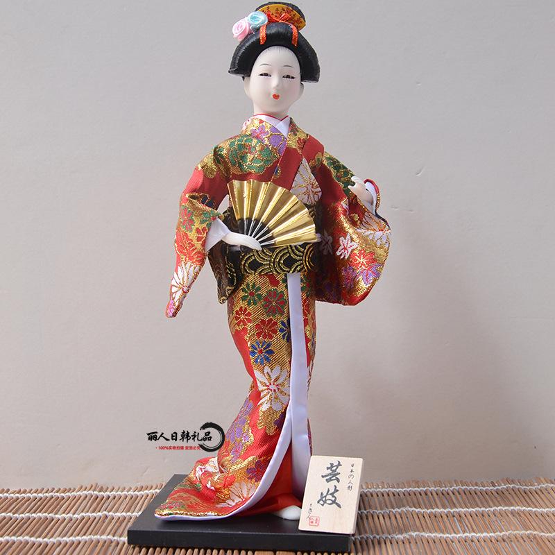 12 Inch Japanese Geisha Kimono Doll, Traditional Maiko Figurine for Sushi Bar Decor & Oriental Home Accent, Artisan Gift