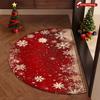 1Pcs Snowflake Winter Semi Circle Welcome Doormat Non-Slip for Outdoor Patio Porch Kitchen Bathroom Entryway Floor Mat