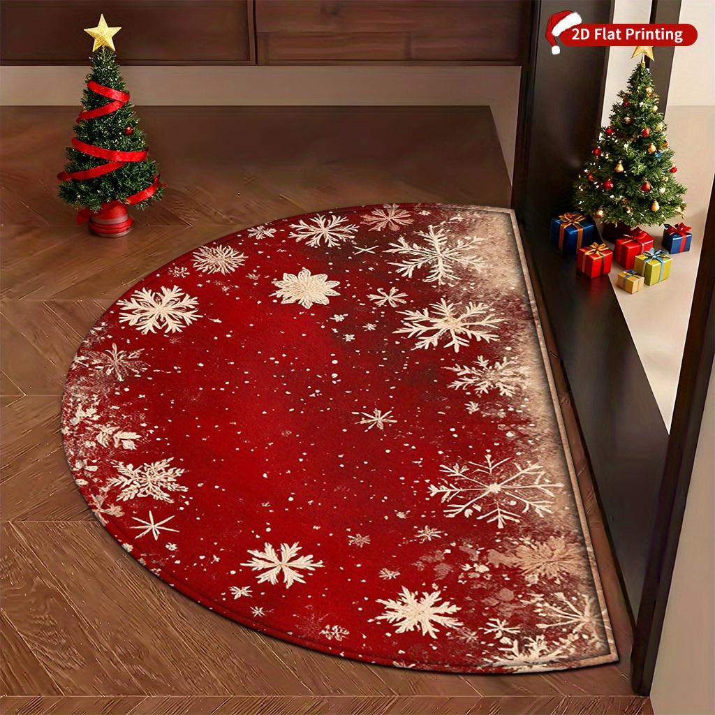 1Pcs Snowflake Winter Semi Circle Welcome Doormat Non-Slip for Outdoor Patio Porch Kitchen Bathroom Entryway Floor Mat