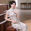 Kolsuz günlük ulusal tarz yeni Çin tarzı Suzhou uzun cheongsam geliştirilmiş genç 1011 yeni kadın yüksek kalite yaz