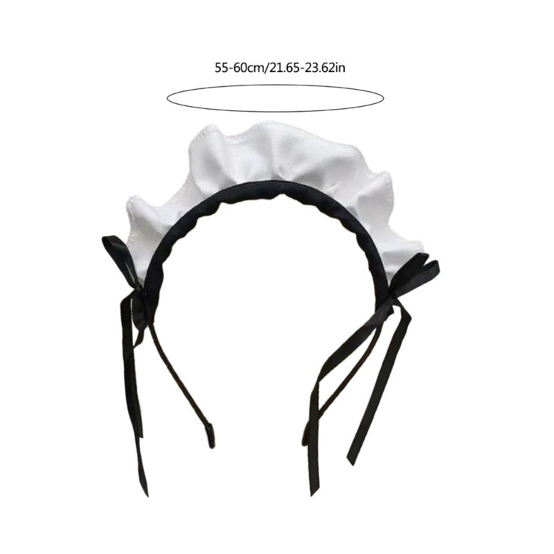 Ruffle Maid Headband Bowknot Ruffled Hair Hoop Maid Hairband Maid Cosplay Costume Accessory For Women Halloween Cosplay