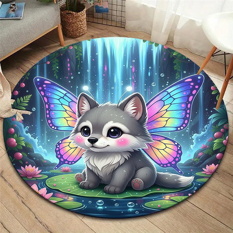 Fantasy creatures Round Area Rug,Carpet Rug for Living Room Bedroom Sofa Playroom Decor,Non slip Floor Mat 80cmx80cm