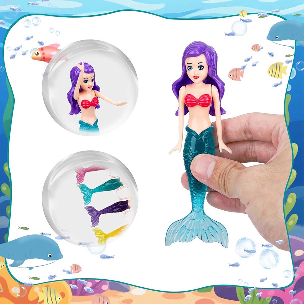 4pcs Mermaid Water Toys Glow In the Dark For Children's Gifts