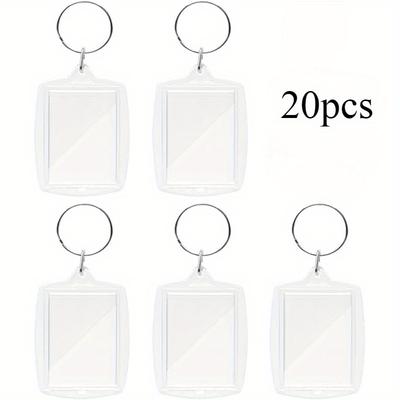 20pcs Clear Double Sided Blank Picture Keychain Acrylic Photo Frame Keyrings Personalised Photo Key Fob Holder with Split Ring for Insert 4.5 X 3.2cm