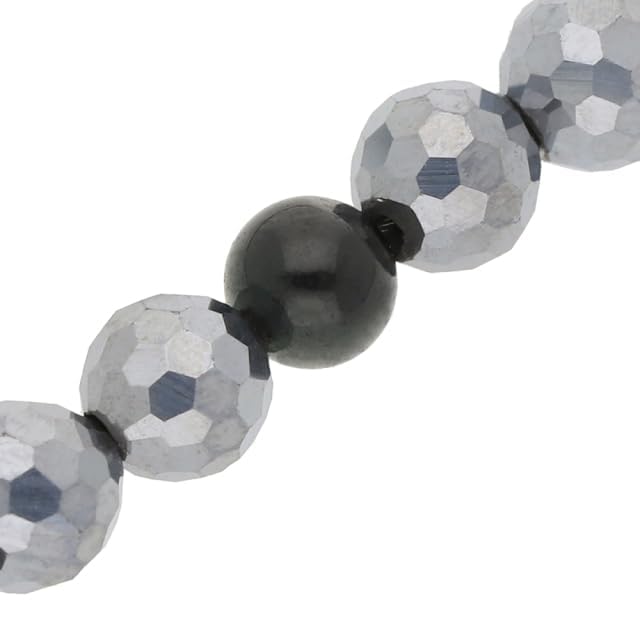 [ZAAP] Tech-Halskette BT4 Natürlicher Schwarzer Turmalin (Schwarzer Turmalin 4mm / Mittlere Größe 43cm)