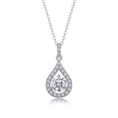 Collier en argent S925 avec pendentif en moissanite et chaîne de clavicule