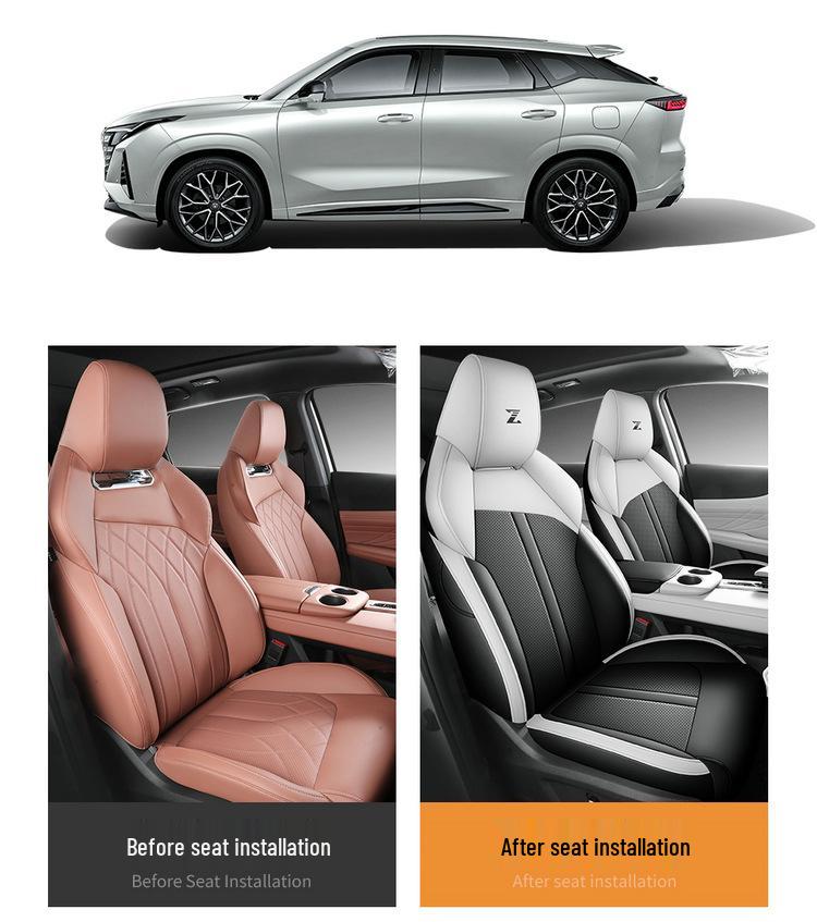 UNI-Z Car Seat Cushion Set: New Model, Premium Leather, Universal Fit for All Seasons