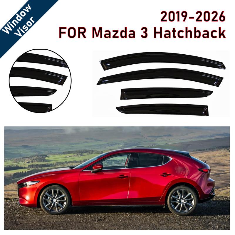 Window Visor for Mazda 3/Axela 2019-2026 Hatchback | 4pcs Rain Guard Wind Deflector | Car Weather Shield Accessory
