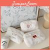 Cute Cartoon Embroidered Makeup Bag With Plush Material For Women Daily Use Soft Small Bag