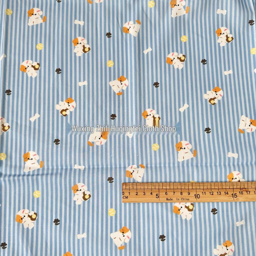 40 Count Cotton Digital Print Korean-Style Stripe/Puppy/Floral Fabric for Women's & Children's Clothing, Family Outfits & Homewear DIY Projects