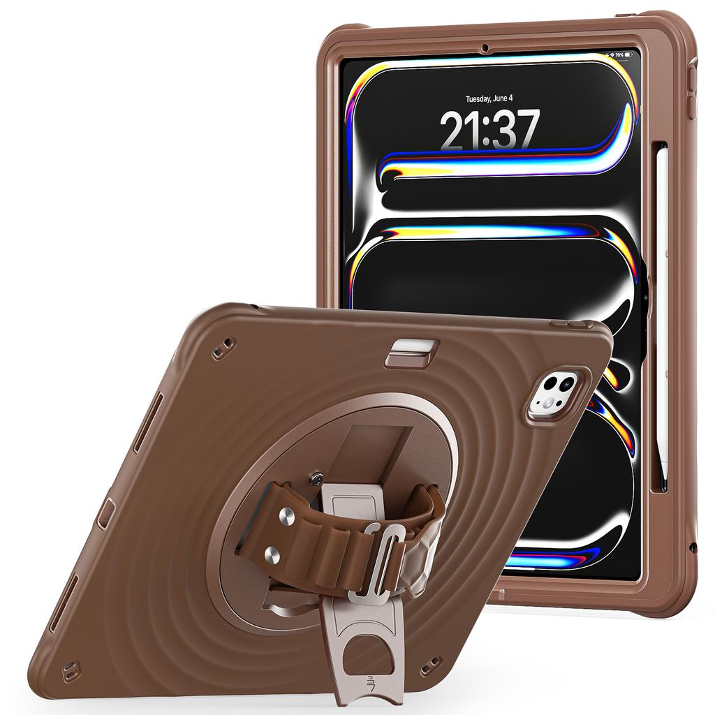 For iPad Pro 13 (2024) Case Kickstand TPU+PC+Silicone Tablet Cover