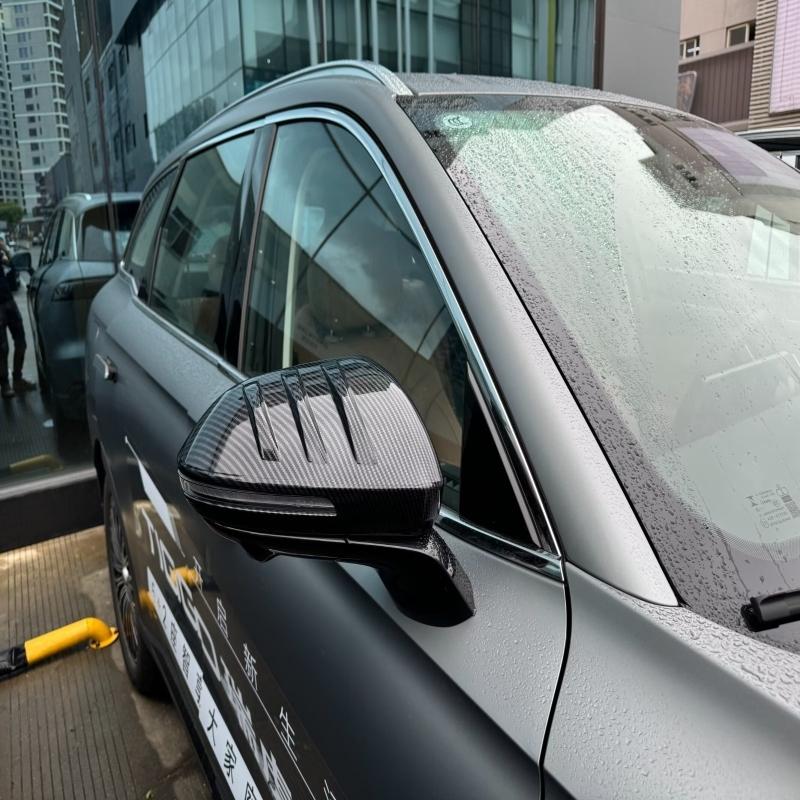 For Chery Tiggo 9 2024 2025 Black Carbonfibe Side Door Mirror Cover Trim Rearview Caps Auto Exterior Parts
