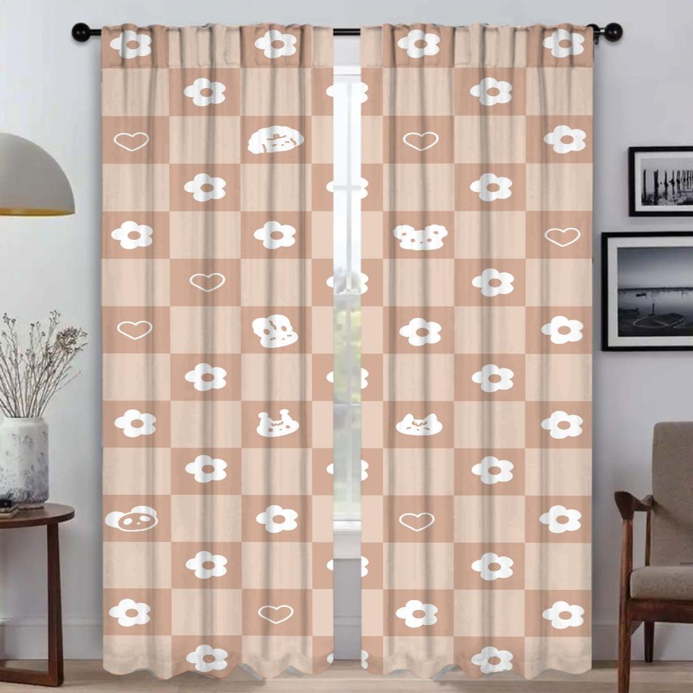 

Шторы-занавески в шахматном порядке, 2 шт., занавеска на окно для комнаты, 2 панели тюля для перегородки спальни, украшение на Хэллоуин W50xH70cmx2pcs-CL