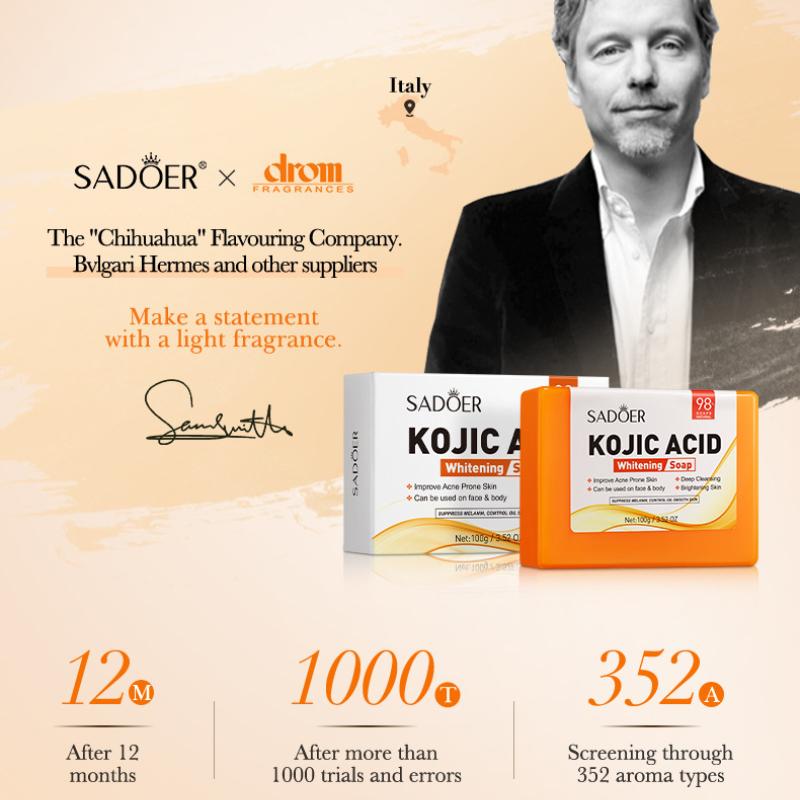 Kojisäure Aufhellende Seife 100g SADOER Reinigende Badereinigung Handgemachte Seife