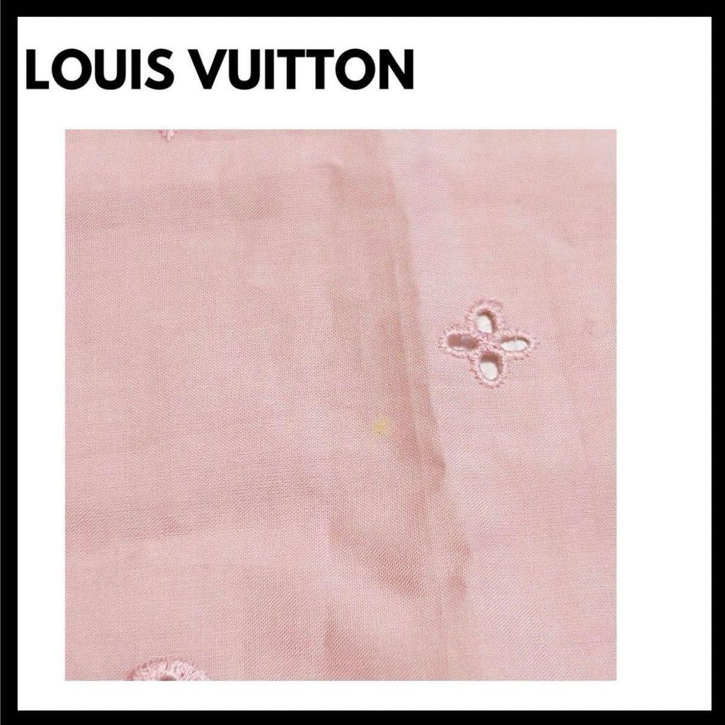 Used LOUIS VUITTON Scarf Cotton Pink With Box