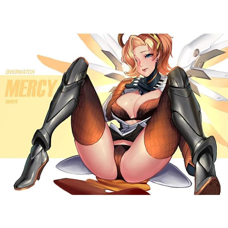 Print Game Overwatch Dva Song Hana Nude Sexy Girl Umění Plátno Plakát Pokoj Ložnice Home Wall Picture