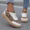 Leopard Print Platform Women's Sneakers Lace-Up Thick Bottom Vulcanize Shoes Woman Canvas Breathable Skateboarding Shoes Ladies
