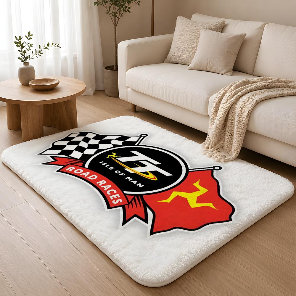 I-Isle Of Man T-TT Floor Mat Flannel Rug Non Slip Absorbent Soft Washable For Entryway Hallway Bathroom Kitchen Decor