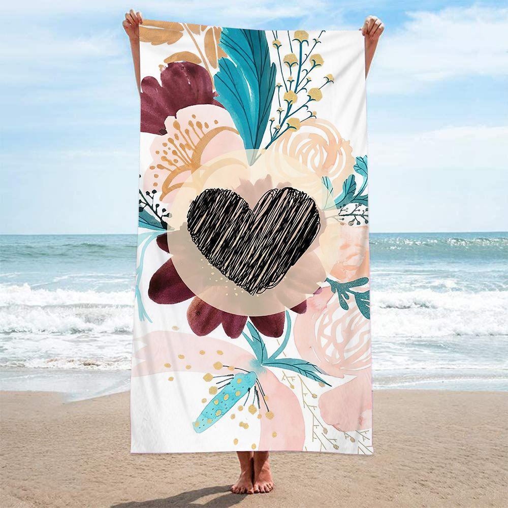 1pc Abstract Lemon Fruit Striped Pattern Beach Towel, Ultra-fine Fiber Quick Drying Absorbent Outdoor Swimming Beach Towel
