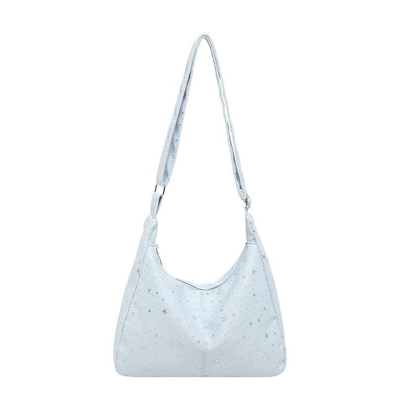 Korean niche star printed shoulder bag Korean largecapacity messenger bag casual pleated commuter fresh tote bag
