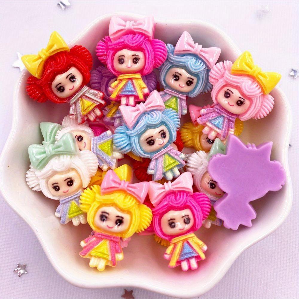 10 pièces Mélange Kawaii Coloré Résine Mini Nœud Fille Princesse Dos Plat Cabochon Scrapbooking DIY Accessoire Figurines Anime Décoration Maison Artisanat