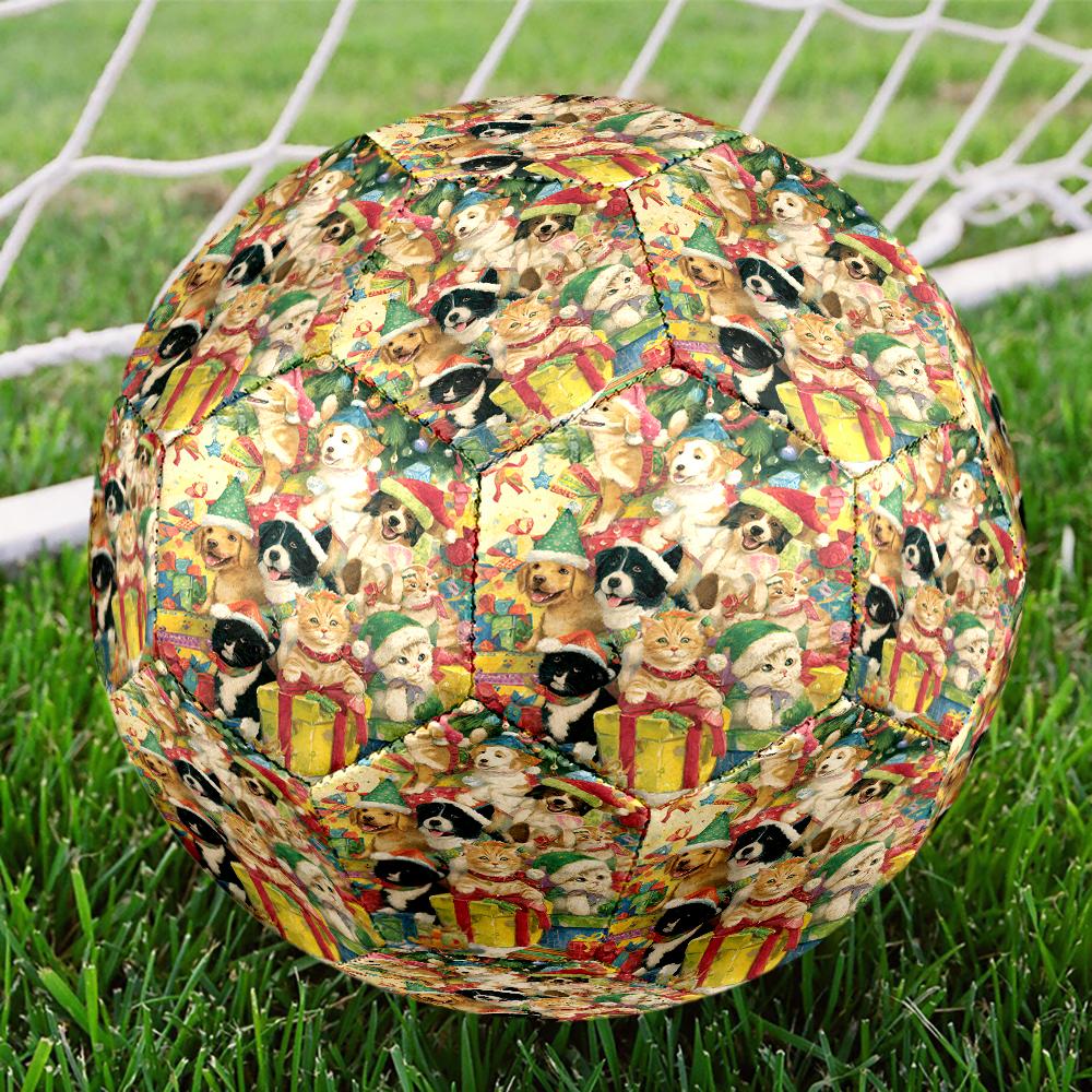 Christmas Dog Theme Size 5 Soccer Ball, Suitable for Both Indoor and Outdoor Matches, a Gift Suitable for Everyone.