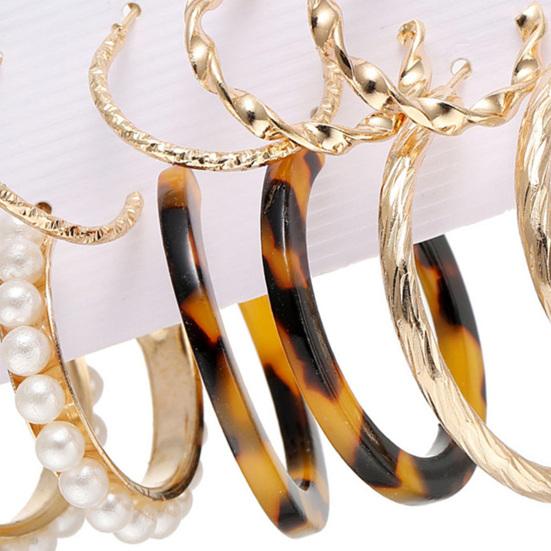1 Set Cercei Hoop Formă Rotundă Bijuterii cu Strasuri Geometrie Perle Faux Cercei Cerc Femei