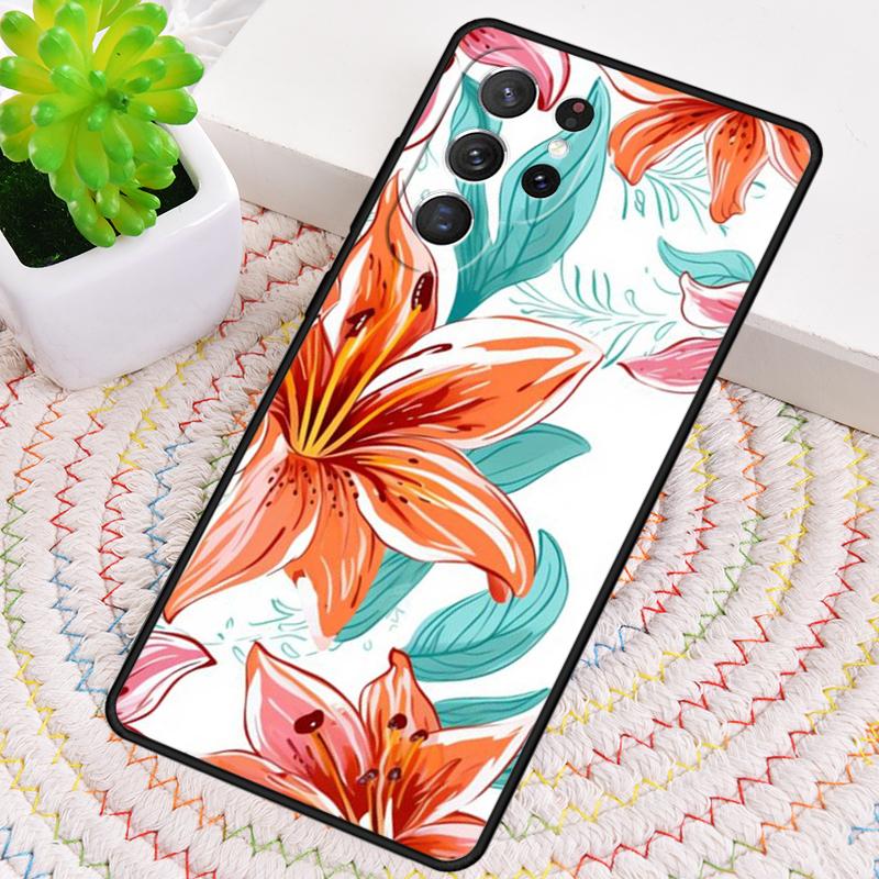 Lily Flowers Silicone Phone Case For Samsung Galaxy note 10 pro S26 S25 S24 S23 S22 S21 Plus S25Ultra Capa Cover