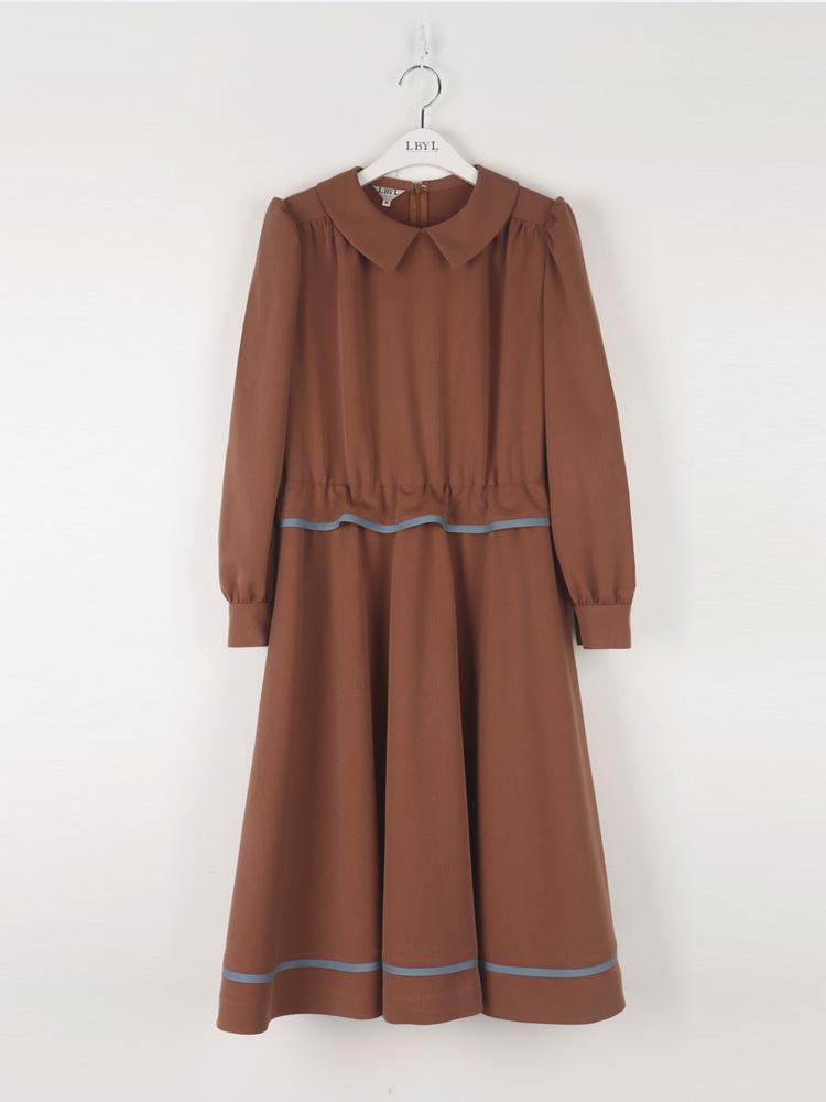 L By L Brown Banded Collar Dress