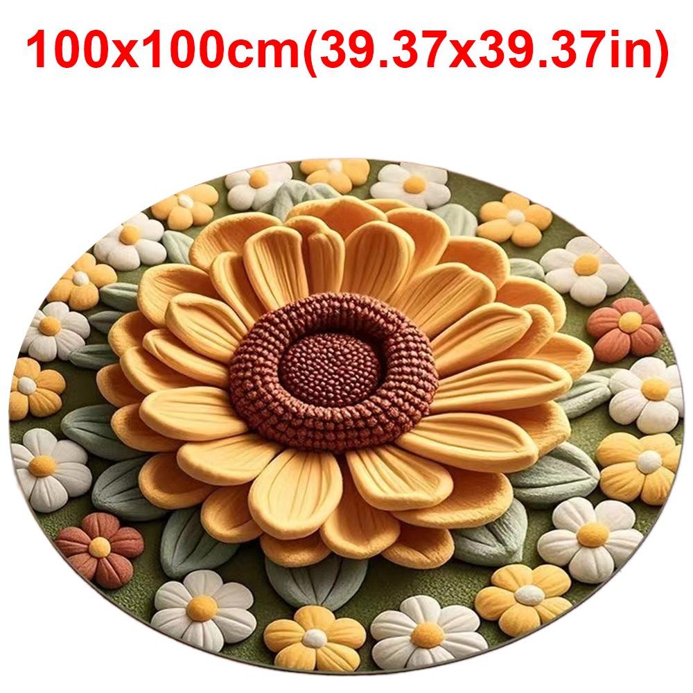 Special-shaped Flower Carpet Soft Non-slip Bathroom Floor Mat Absorbent 60x60cm/100x100cm Peony Floor Mat