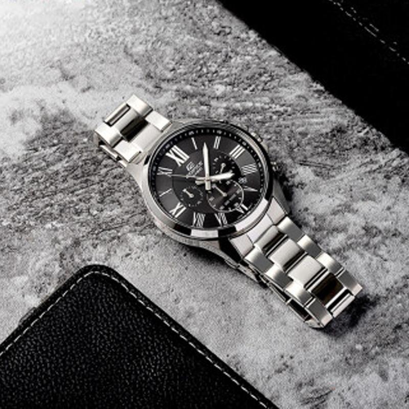 Casio EDIFICE series, ion IP processing technology, fashionable and versatile, quartz movement, stainless steel strap, Japanese and Korean EFV-500D-1A