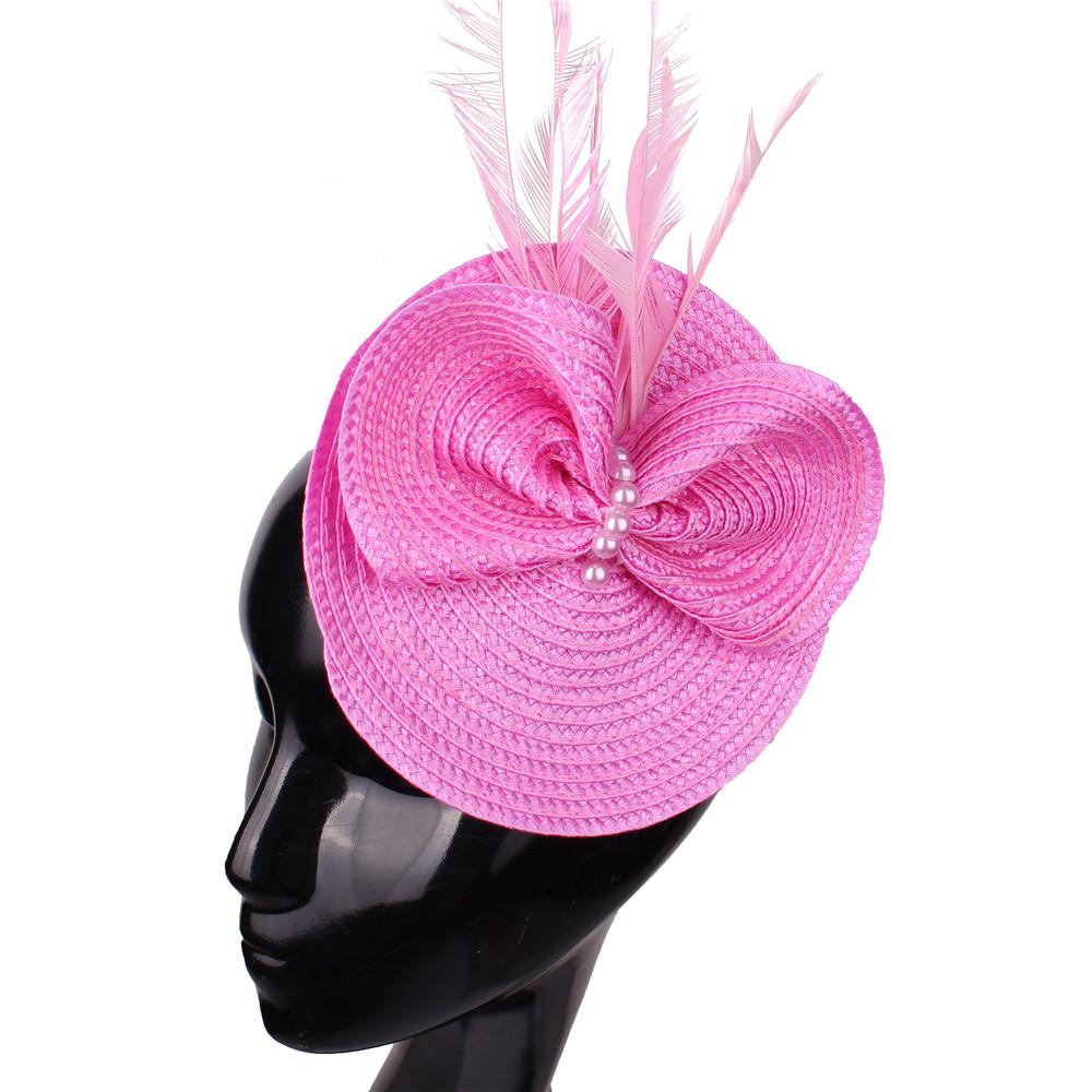 

European And American Feather Headgear Popular Bridal Hair Accessories Banquet Photo Top Hat Pp Imitation Hemp Headgear