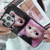Japanese Korean Minimalist Ins Doll Dark Girl Drop Glue Phone Case for iPhone 17 AIR 16 15 14 13 12 11 PRO MAX PLUS Y2K Cover