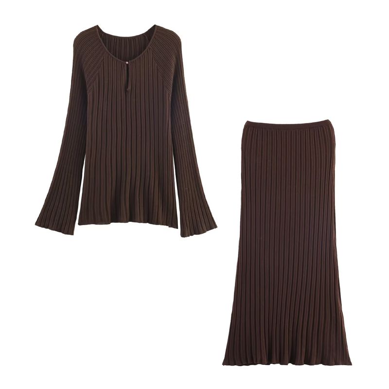 Za Autumn New Women clothes 2025 Western Style Fashion Simple Collar Buckle Long sleeve Top Half-Length Long dress Set